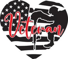 corazón veterano, bandera estadounidense vector