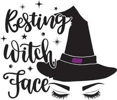 Resting Witch Face Witch Hat vector