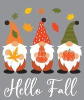 Hello  Fall Gnomes 6 vector