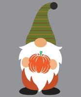 gnomo de otoño con calabaza 6 vector