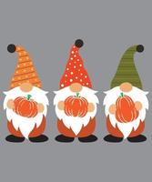 Fall Gnomes with Pumpkin 2 vector