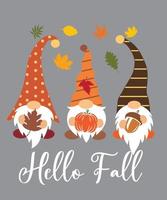 hola otoño gnomos 2 vector