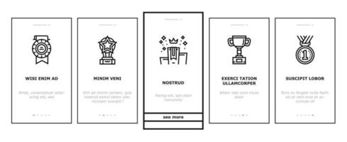 Award For Winner In Championship Onboarding Icons Set Vector