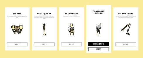 Bone Human Skeleton Structure Onboarding Icons Set Vector