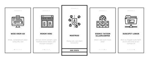 Ssh, Sftp File Transfer Protocol Onboarding Icons Set Vector