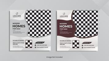 Home for sale social media post design with minimal organic shapes. vector