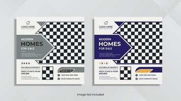 Real estate social media post design with minimal geometric shapes and color. vector