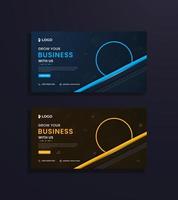 Modern business social media post design with blue and yellow color abstract shapes. vector