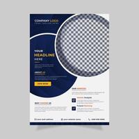 Modern minimal Business flyer template with dark blue, gradient color 3Dshapes , vector design.