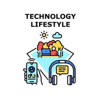 ilustración de vector de icono de estilo de vida de tecnología