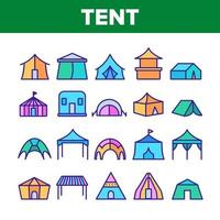 Tent Travel And Circus Collection Icons Set Vector