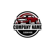 muscle car silueta logo vector concepto insignia emblema aislado