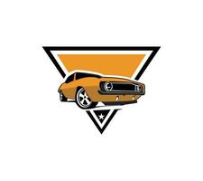 Muscle car silhouette logo vector concept badge emblem isolated