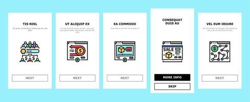 Affiliate Marketing And Commerce Onboarding Icons Set Vector