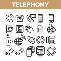 conjunto de iconos de vector lineal del sistema de telefonía global