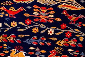 Romanian folk seamless pattern ornaments. Romanian traditional embroidery. Ethnic texture design. Traditional carpet design. Carpet ornaments. Rustic carpet design photo