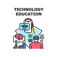 ilustración de vector de icono de educación de tecnología