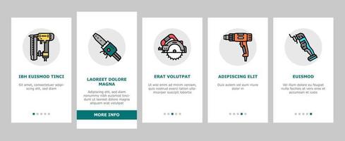 Tools For Building And Repair Onboarding Icons Set Vector