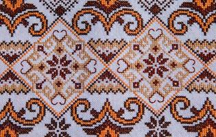 Romanian folk seamless pattern ornaments. Romanian traditional embroidery. Ethnic texture design. Traditional carpet design. Carpet ornaments. Rustic carpet design. photo