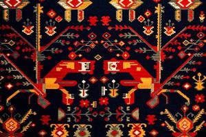 Romanian folk seamless pattern ornaments. Romanian traditional embroidery. Ethnic texture design. Traditional carpet design. Carpet ornaments. Rustic carpet design photo