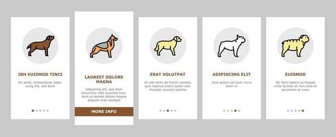 Dog Domestic Animal Onboarding Icons Set Vector