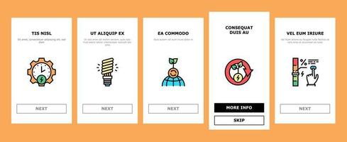 Energy Saving Tool Onboarding Icons Set Vector