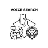 ilustración de concepto de vector de búsqueda de voz negro