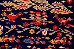 Romanian folk seamless pattern ornaments. Romanian traditional embroidery. Ethnic texture design. Traditional carpet design. Carpet ornaments. Rustic carpet design photo