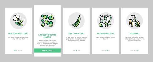 Peas Beans Vegetable Onboarding Icons Set Vector