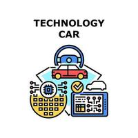 ilustración de vector de icono de coche de tecnología