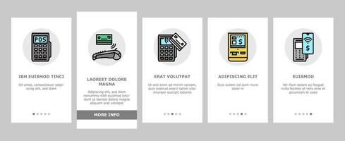 Pos Terminal Device Onboarding Icons Set Vector