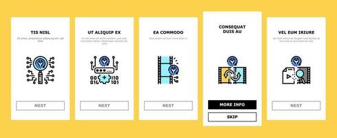 Data Recovery Computer Processing Onboarding Icons Set Vector