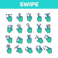 Color Swipe Gesture Touches Vector Linear Icons Set