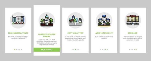 City Construction And Landscape Onboarding Icons Set Vector