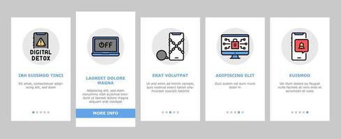 Digital Device Detox Onboarding Icons Set Vector