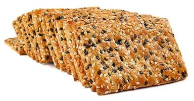 A stack of cookies with black and white sesame is isolated on a white background. photo
