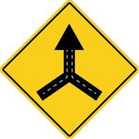 warning sign two way road merge on white background. traffic sign. traffic sign lanes merging symbol. flat style. vector