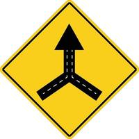 warning sign two way road merge on white background. traffic sign. traffic sign lanes merging symbol. flat style. vector