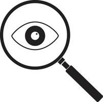 magnifier with eye icon on write background. flat style. magnifying glass and eye sign. search glass symbol. vector