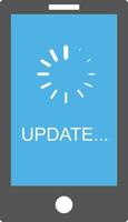 actualizar el icono del software del sistema en el fondo blanco. estilo plano concepto de actualización. proceso de carga en la pantalla del teléfono inteligente. vector