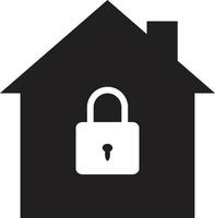 icono de protección de seguridad de la casa sobre fondo blanco. signo de la casa de bloqueo. símbolo de seguridad en el hogar. casa con cartel de candado de seguridad. estilo plano vector