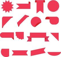 conjunto de colección de etiquetas en blanco sobre fondo blanco. estilo plano signo de banner de cinta. símbolo de etiquetas de precio rojo. vector