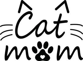 Letras de mamá gato con silueta de patas sobre fondo blanco. signo de mamá gato. diseño de camiseta de mamá gato. vector