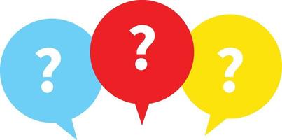 FAQ sign in white background. question mark with color speech bubbles sign. message box with question mark symbol. flat style. vector