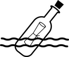 mensaje en el icono de la botella sobre fondo blanco. símbolo de piratas. botella con signo de nota. estilo plano vector