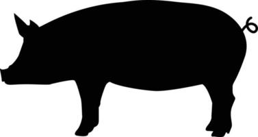 pig on white background. pig sign. pork animal symbol. pig silhouette side retro vintage. vector
