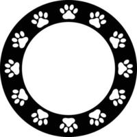 paw frame on white background. flat style. dog paw print border. black animal paw prints round frame. vector
