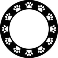 paw frame on white background. flat style. dog paw print border. black animal paw prints round frame. vector