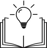 open book with lightbulb icon. concept new knowledge. open book with lightbulb icon on white background. concept new knowledge. open book and light bulb appears abov vector