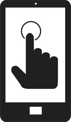 hand touch smartphone icon on white background. flat style. cursor finger icon for your web site design, logo, app, UI. hand touch screen symbol.